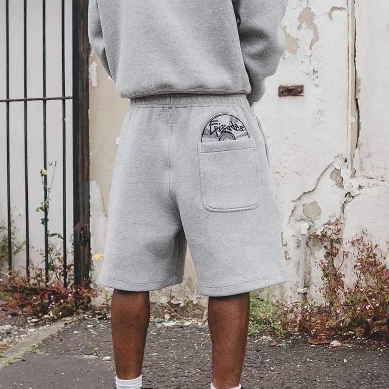 Shorts de jogging décontractés gris chiné pour homme, style streetwear, avec broderie lettres hip-ho