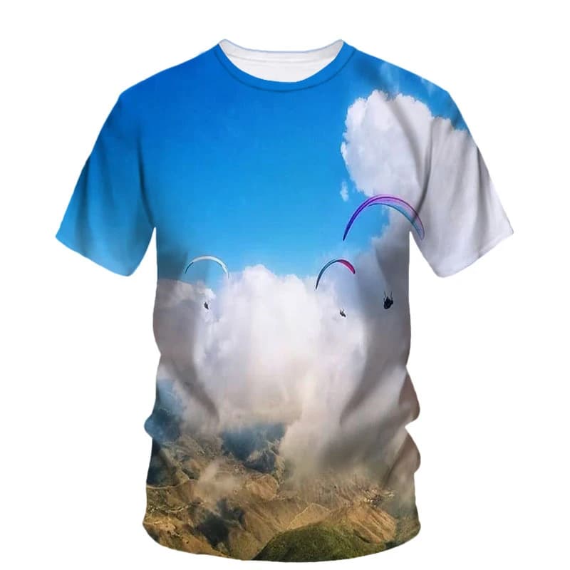 3d imprimé Parachute parapente T-Shirt pour hommes été mode rue t-shirts classique col rond grande t