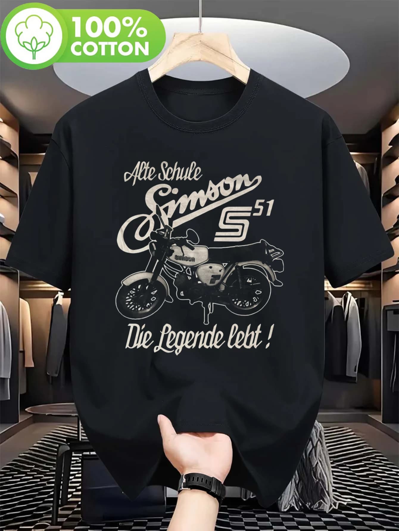 T-shirt moto rétro allemand - T-shirt moto légendaire Simson - Vêtements de motard rétro - Design im