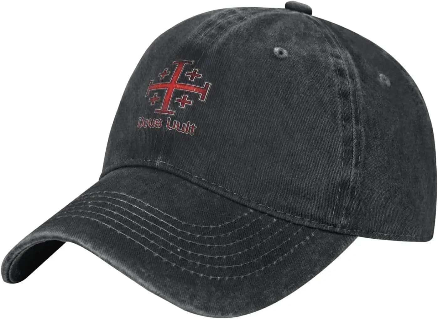 Casquette de baseball en denim Deus Vult Crusader Cross Jerusalem Knight Templar, chapeau rétro régl