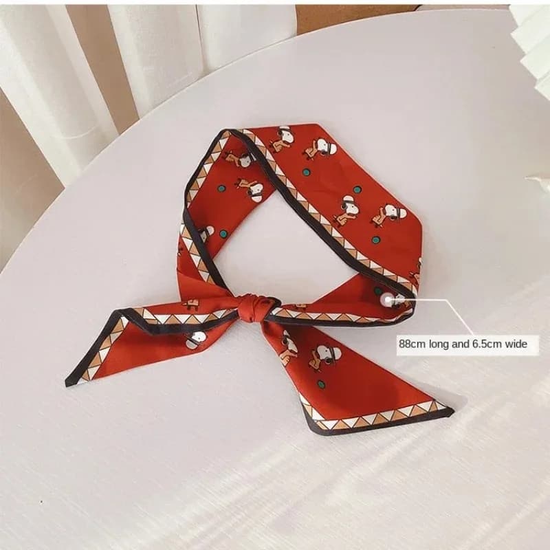 Bandeau pour cheveux Snoopy en satin vintage, style dessin animé, avec long nœud à nouer, pour femme