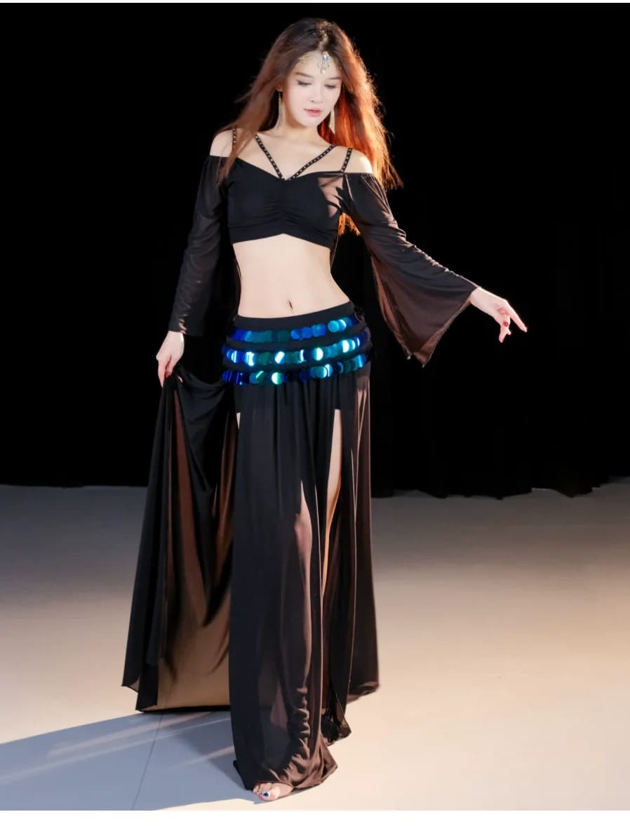 Haut et jupe sexy en ylène indien pour femmes, vêtements de danse du ventre pour dames, mode, 1 ense