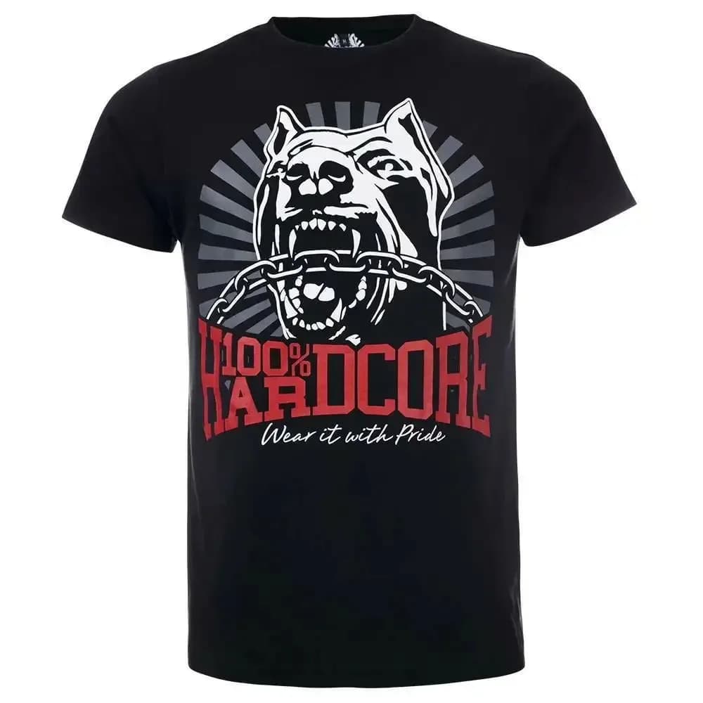100 HARDCORE T-shirt chien 1 noir coton hommes T-shirt à manches courtes t-shirts homme T-shirt ampl