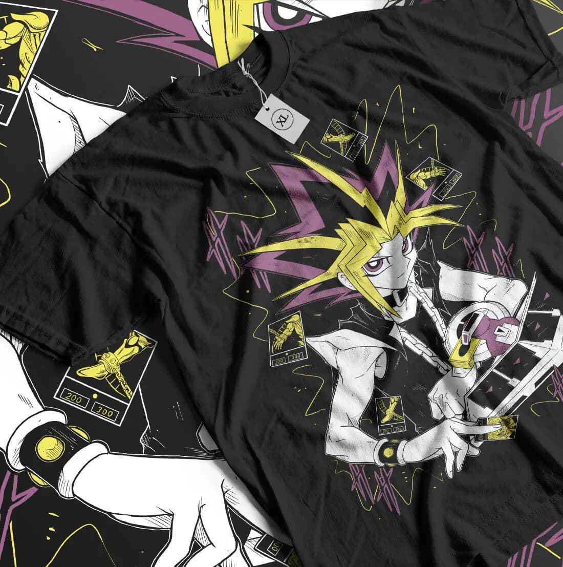 Yu-Gi Anime Manga Girl Tee, Dessin animé des années 90, Cadeau Yu-Gi-Oh, Chemise noire