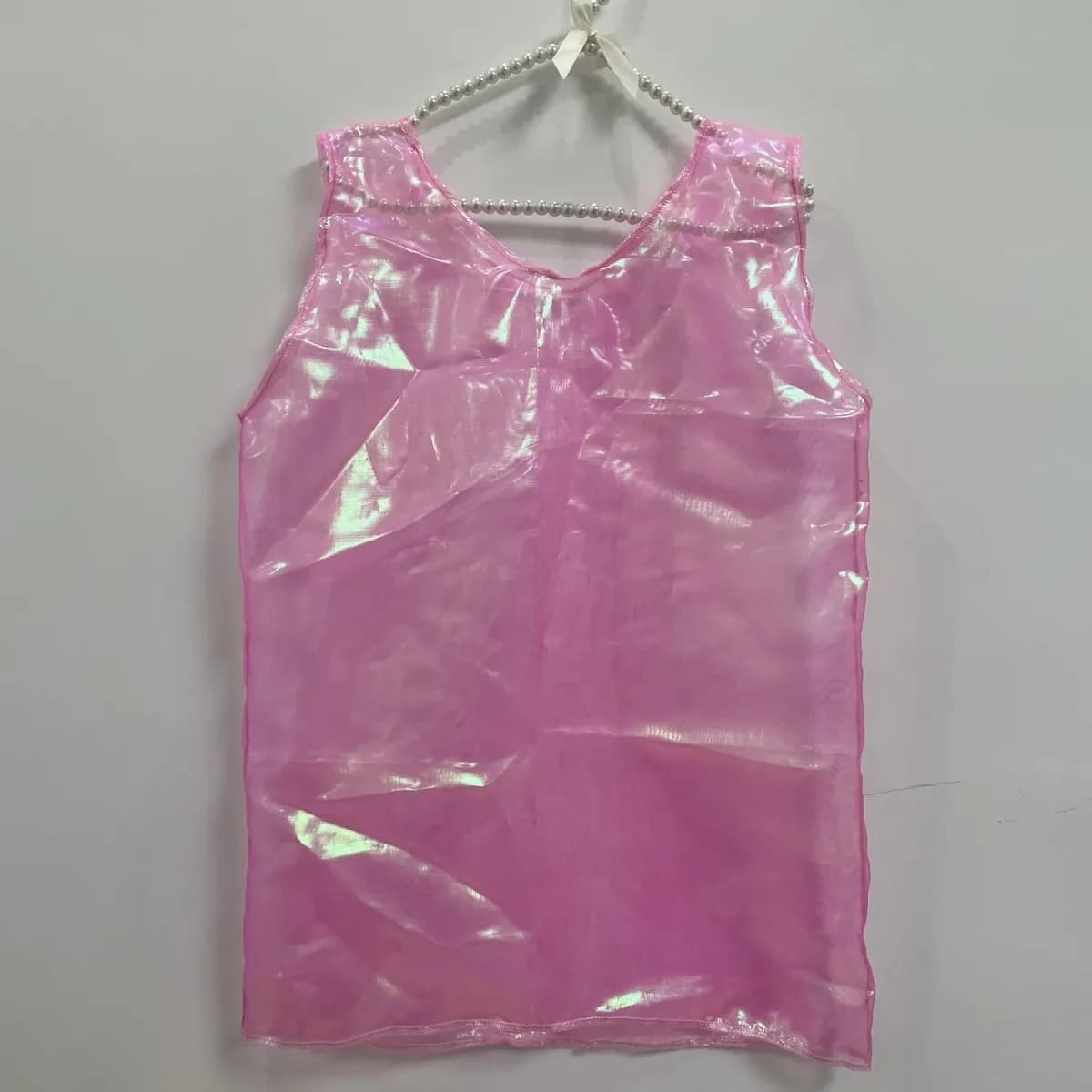 Gilet holographique rose fait main pour homme, costumes de danse pour spectacle en direct, chemises