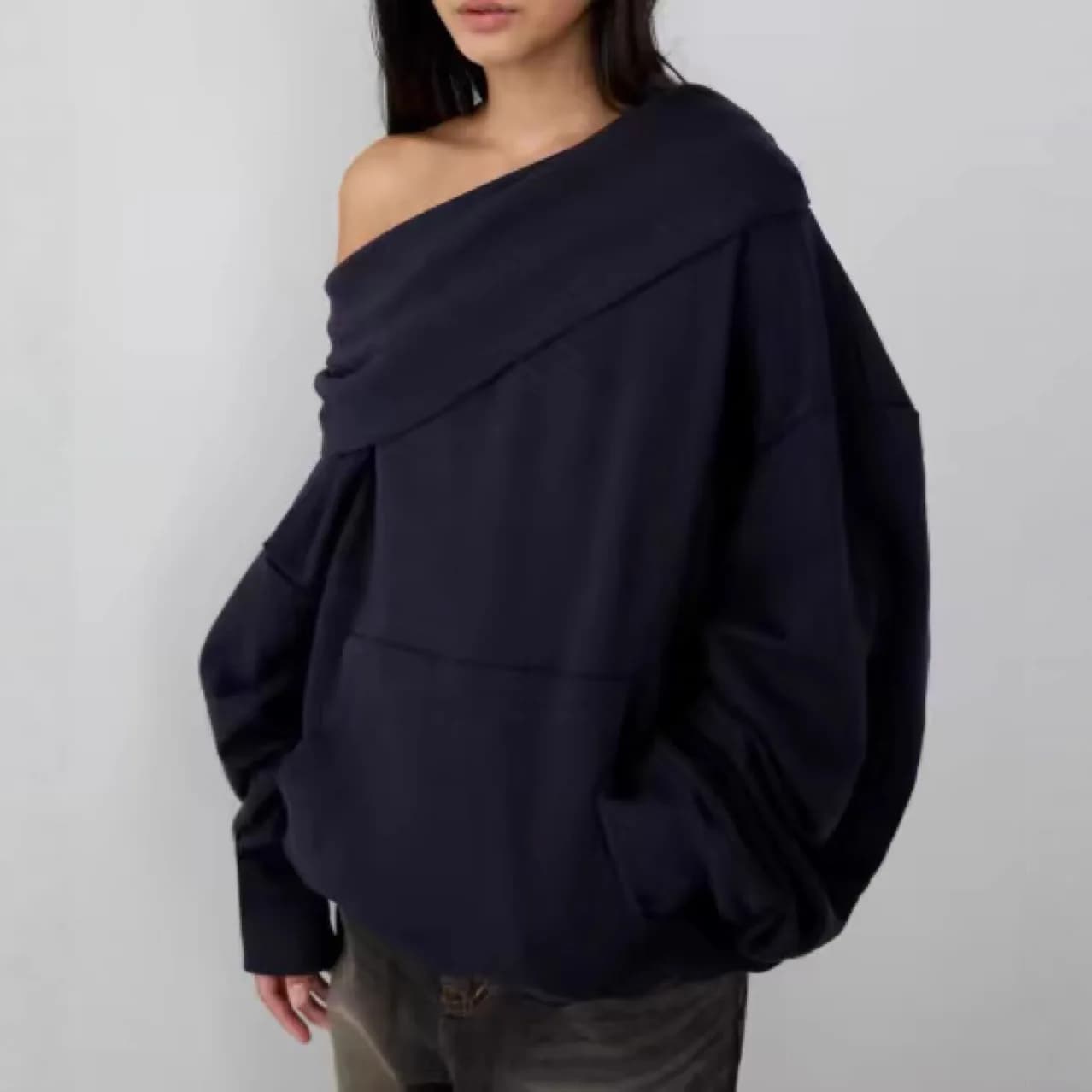 Sweat à capuche à épaules dénudées pour femme, couleur unie, ample, confortable, dos nu, Style Stree