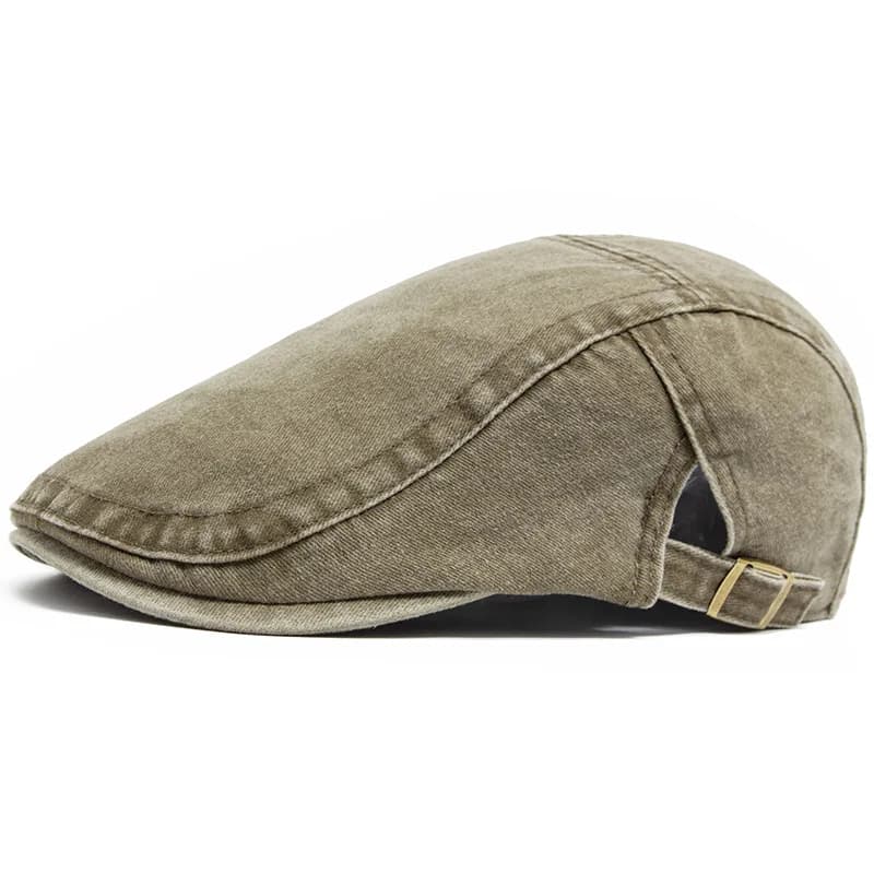 Béret en denim délavé style rétro américain printemps-été, casquette de peintre britannique, casquet