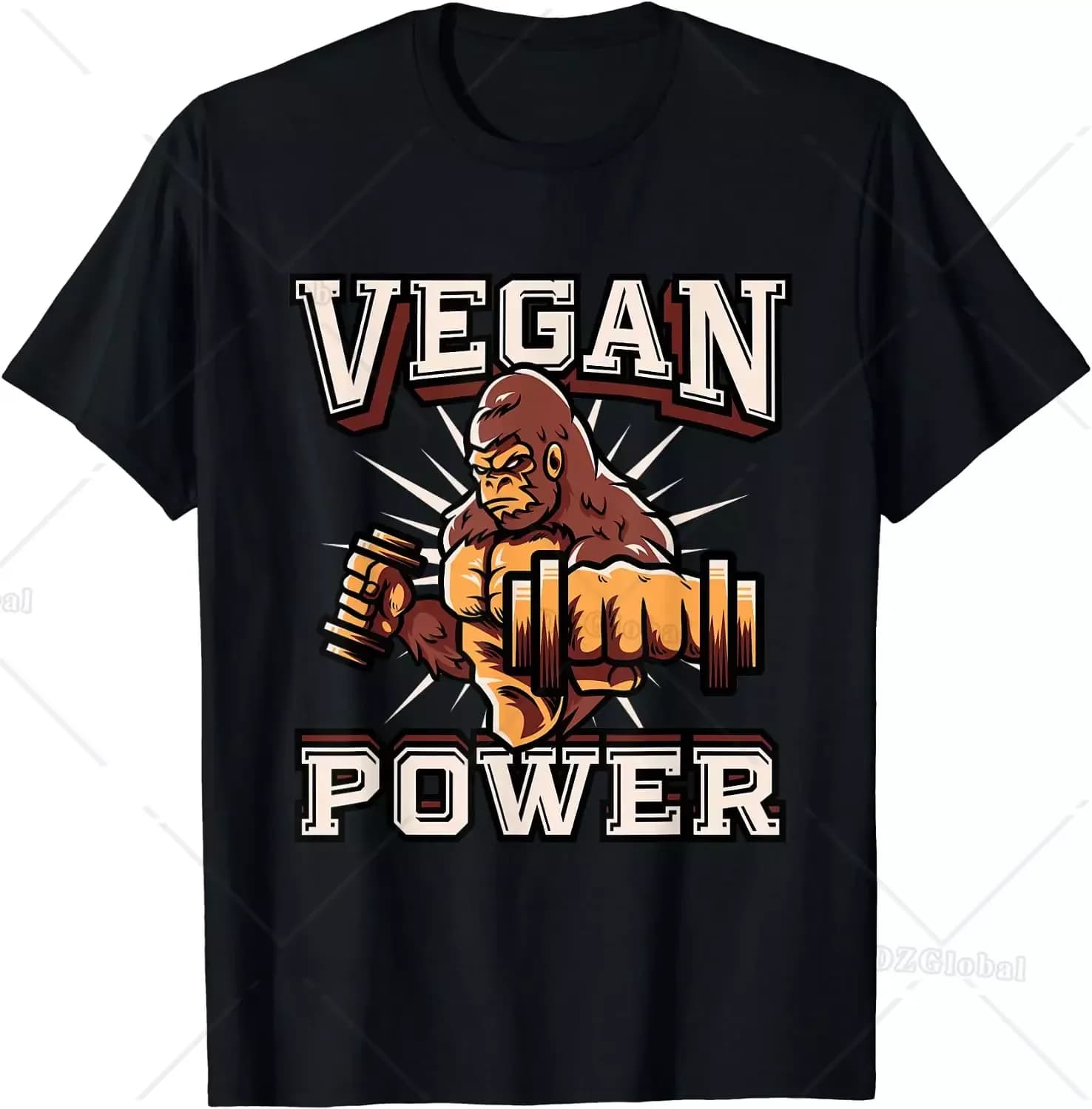 Vegan Power-T-shirt d'entraînement à manches courtes pour hommes et femmes, Économie graphiques clas