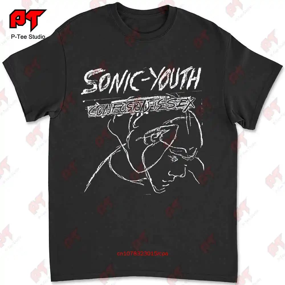T-shirt Sonic Youth Confusion Is Sex, Noir, Bruit, Rock, Grunge, Punk, Amandier, Ston, Moore, Kurt A