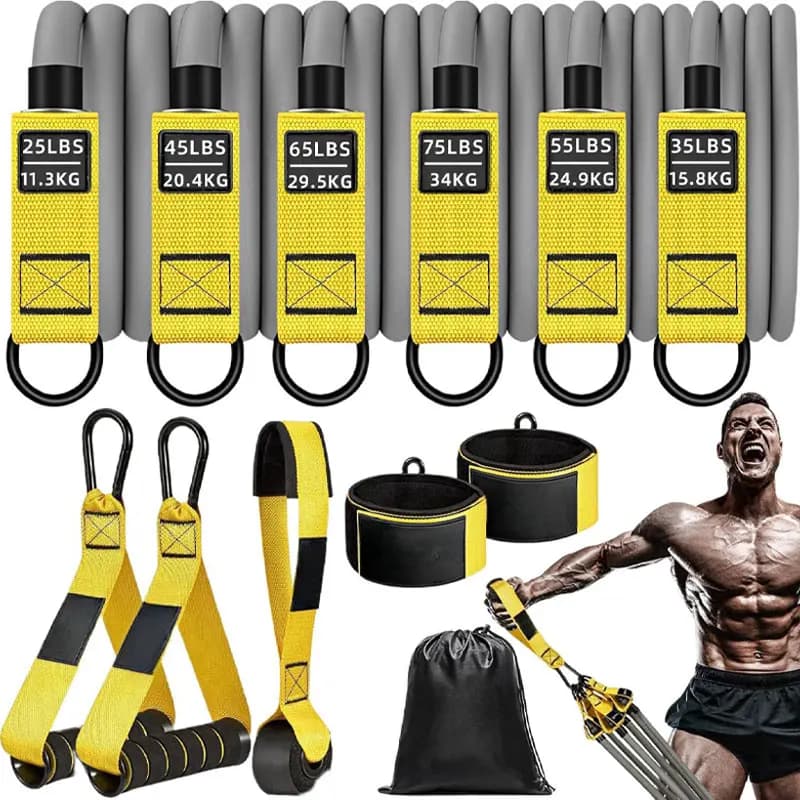 Sangle de résistance avec poignée : utilisée pour l'entraînement musculaire, la musculation, la mise