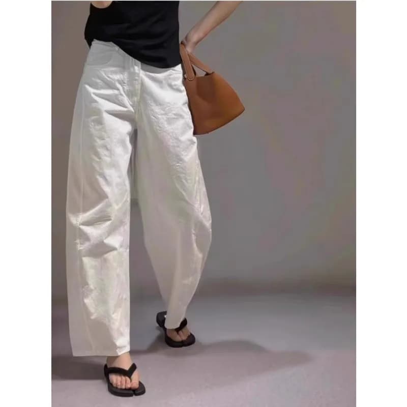 Botvotee pantalon blanc pour femmes Streetwear solide décontracté taille haute jambe large élégant f