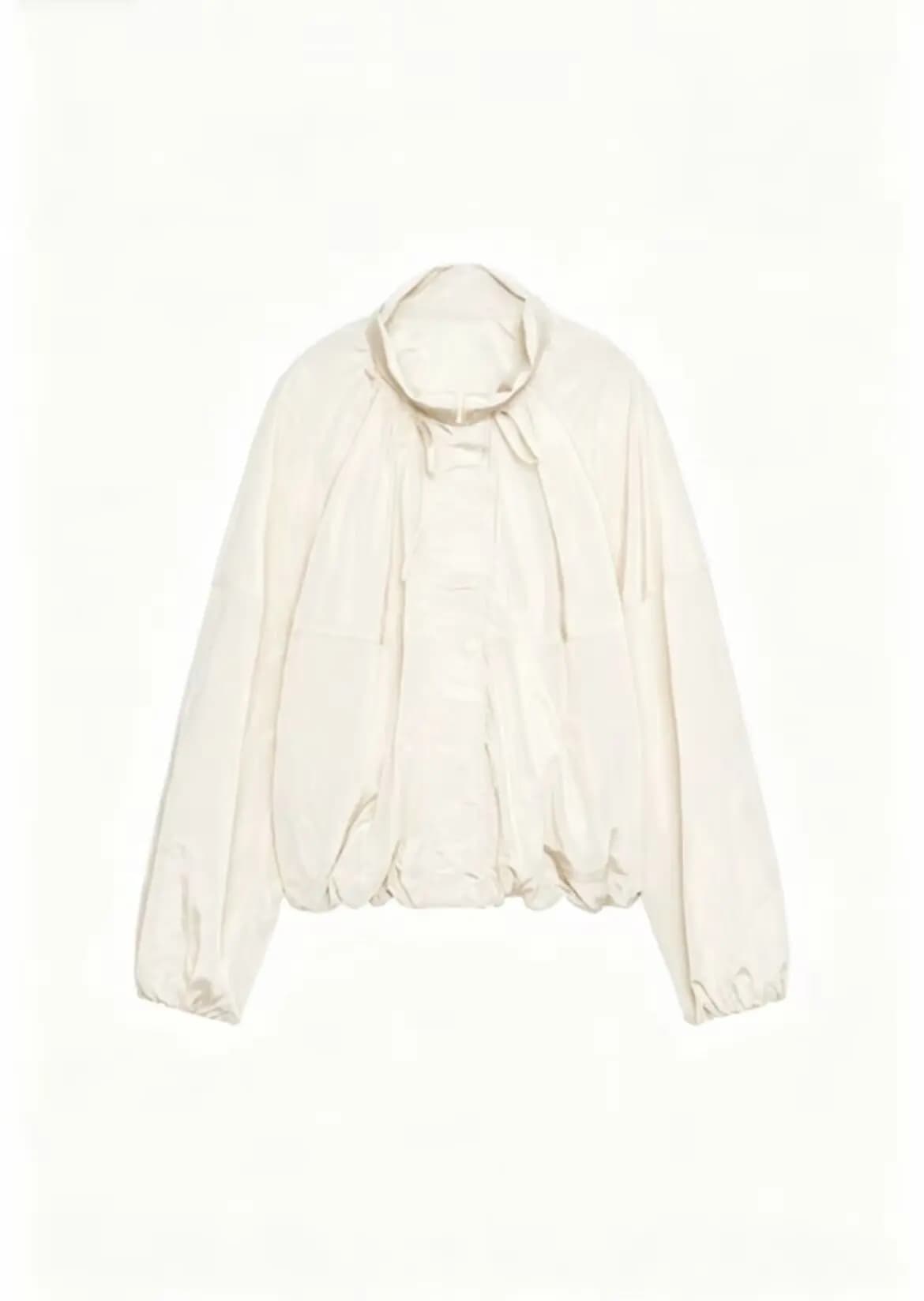 Veste en nylon plissée à col montant et manches longues couleur macaron pour femme – Nouvelle collec