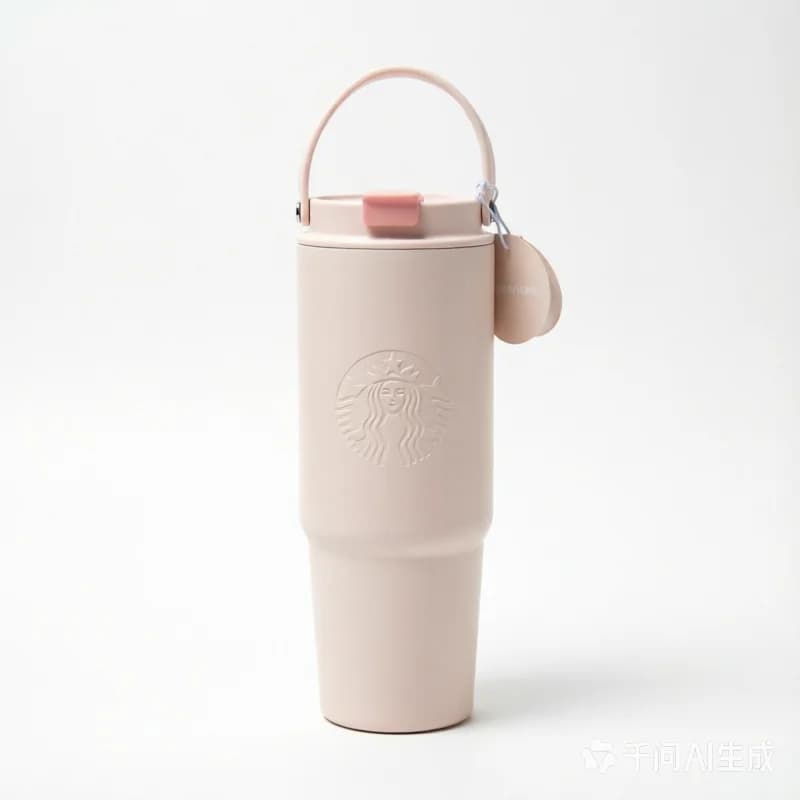 Gobelet isotherme Starbucks en acier inoxydable de 900 ml, rose pâle, avec couvercle à clapet, doubl