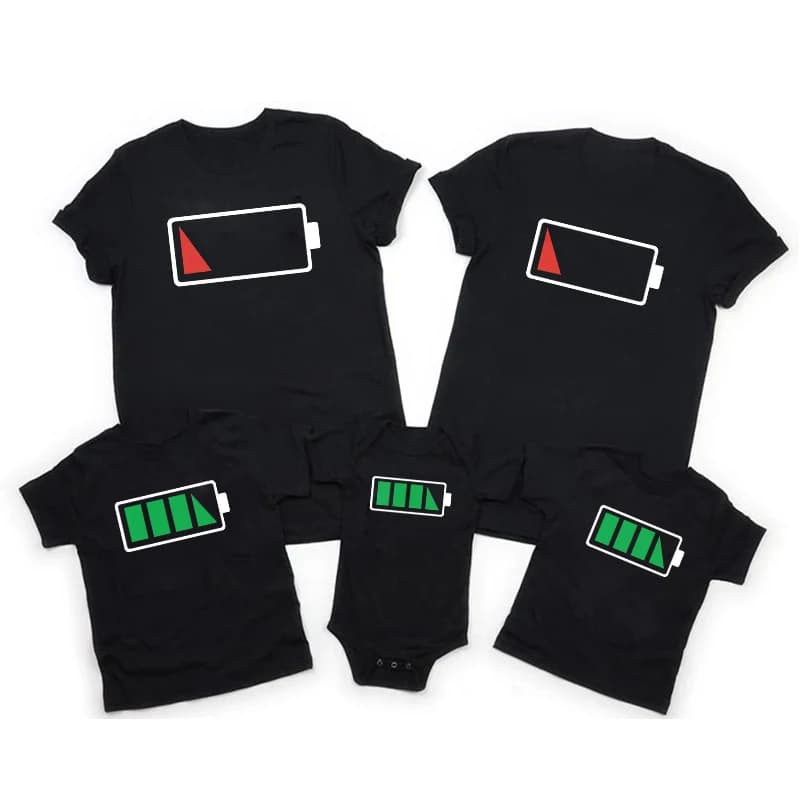 Drôle batterie impression famille t-shirt papa fils famille correspondant T-shirts Parent-enfant fam