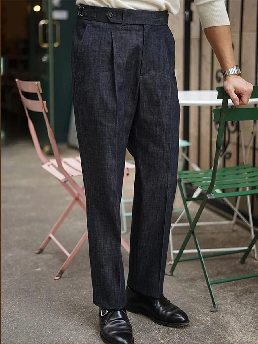 POT & CRAFTSMAN italien Vintage Paris bouton ample effilé pantalons décontractés napolitain pantalon