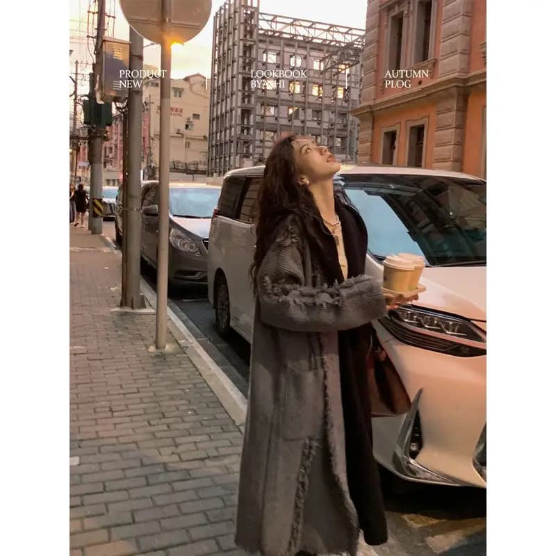 Pull à capuche mi-long pour femme, manteau féminin, haut de gamme, long cardigan, automne et hiver