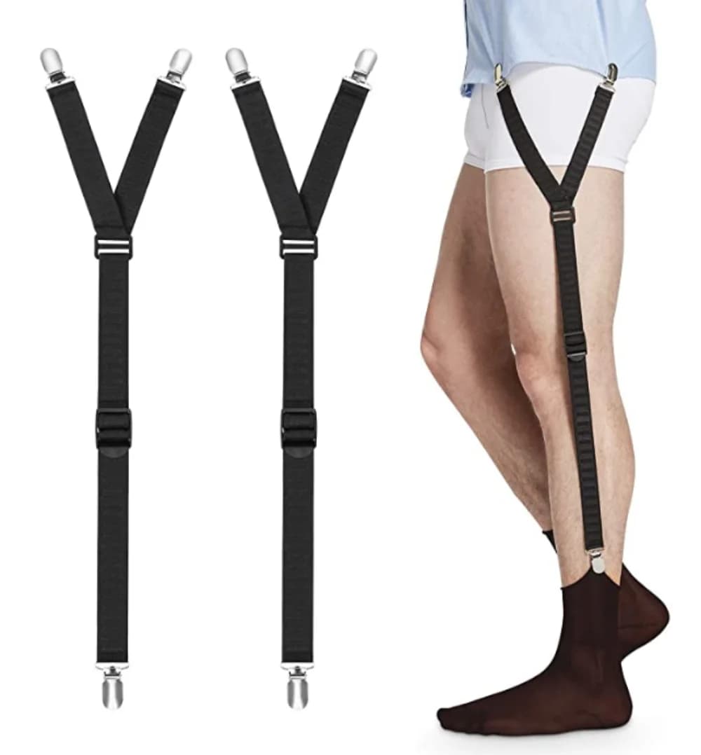 Chemise reste élastique réglable avec clips antidérapants, jarretelles chaussettes pour militaires o