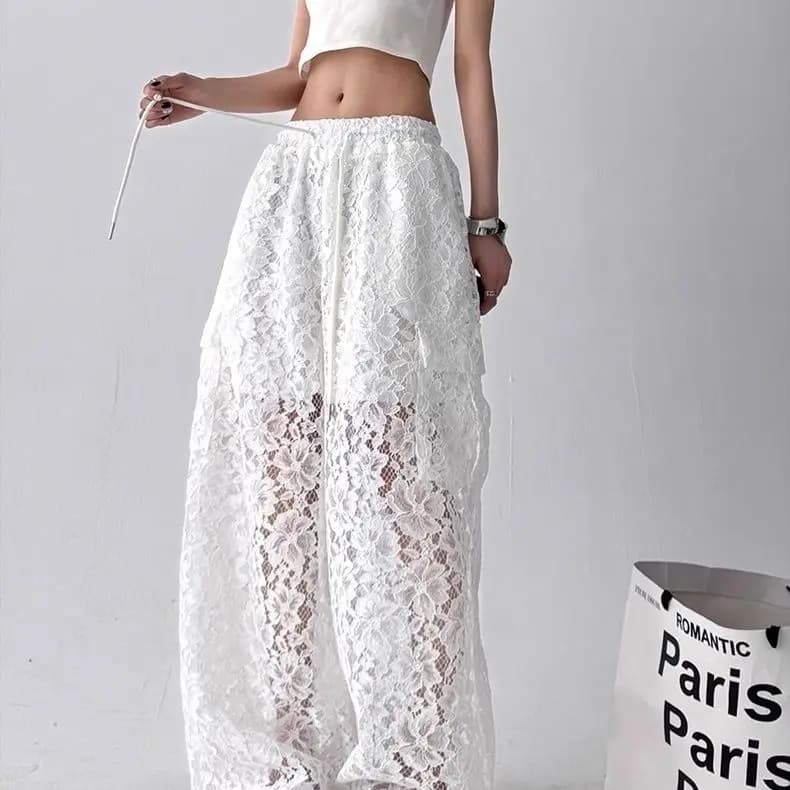 Pantalons Cargo en dentelle femmes vêtements mode Hip Hop Vintage Sexy Streetwear femmes vêtements d