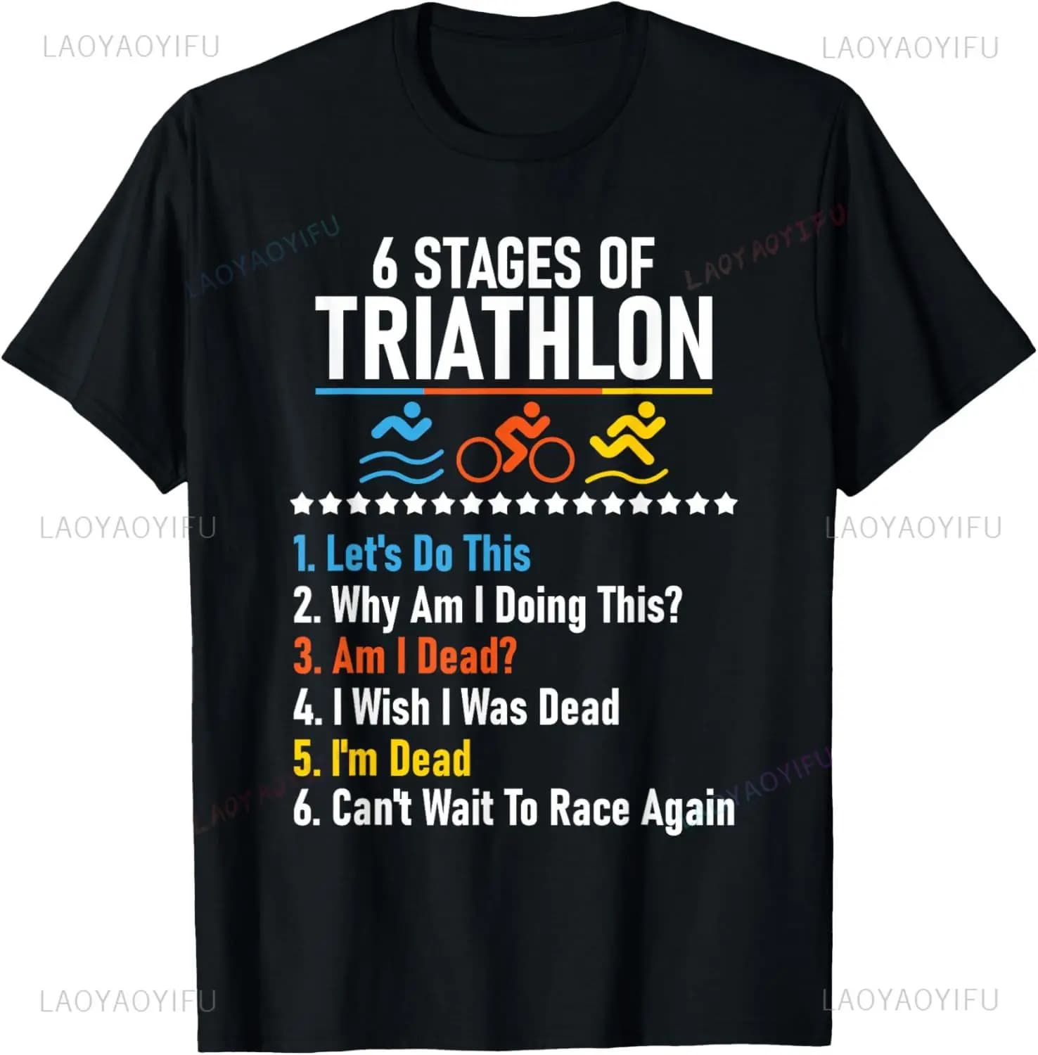 6 étapes de Triathlon-athlète course natation cyclisme T-Shirt imprimé sur demande Streetwear T-Shir