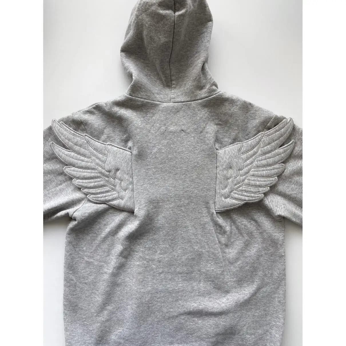 Sweat-shirt à capuche gris pour femme avec broderie d'ailes d'ange, mignon, kawaii, pull à capuche,