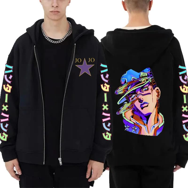 JoJo's Bizarre Adventure Anime à capuche hommes femmes chaud Manga sweat à capuche avec fermeture éc
