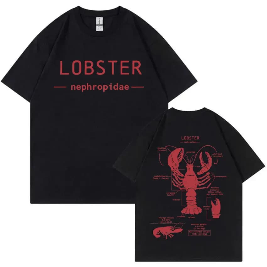 Drôle homard anatomie graphique T-shirt hommes femmes décontracté surdimensionné à manches courtes T