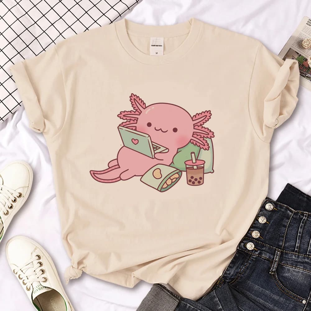 Ajolote – t-shirt graphique de bande dessinée japonaise pour femme, vêtement amusant, anime, Axolotl