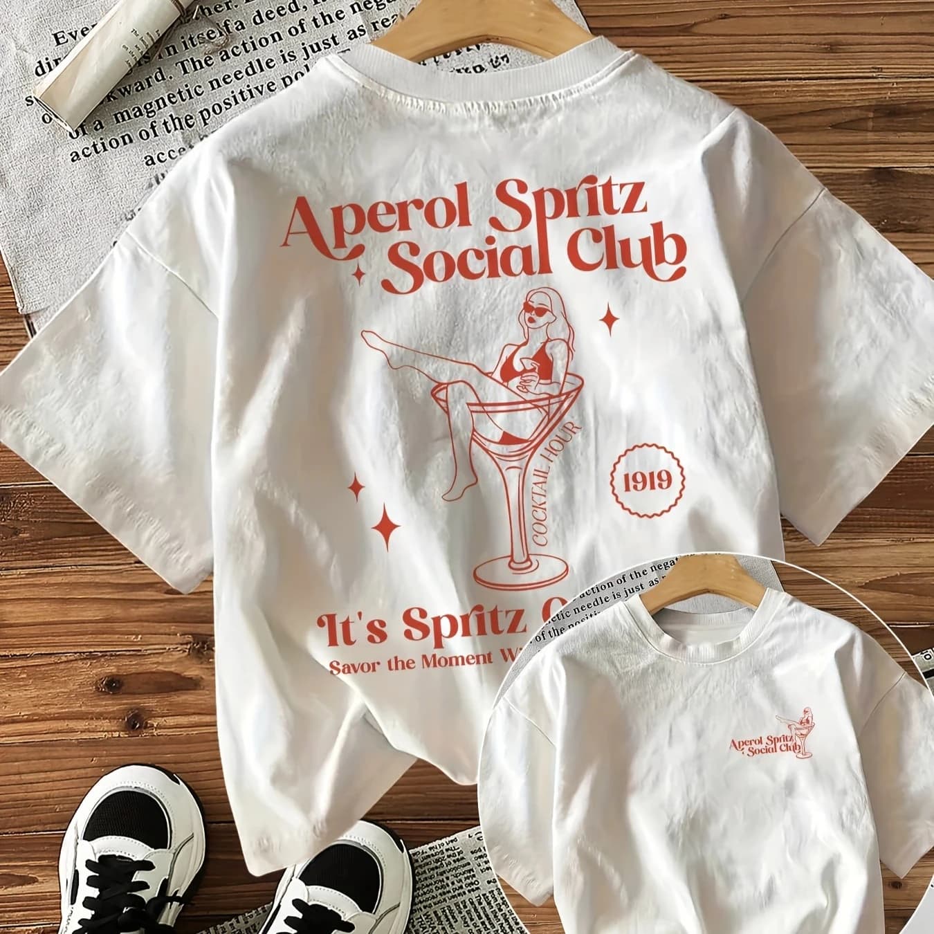 T-shirt graphique Aperol Spritz Social Club pour hommes et femmes, décontracté, ample, à manches cou