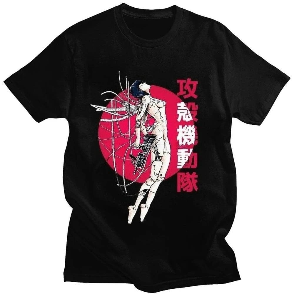 T-shirt graphique Ghost In The Shell Motoko Kusanagi, esthétique cyberpunk, streetwear unisexe, vête