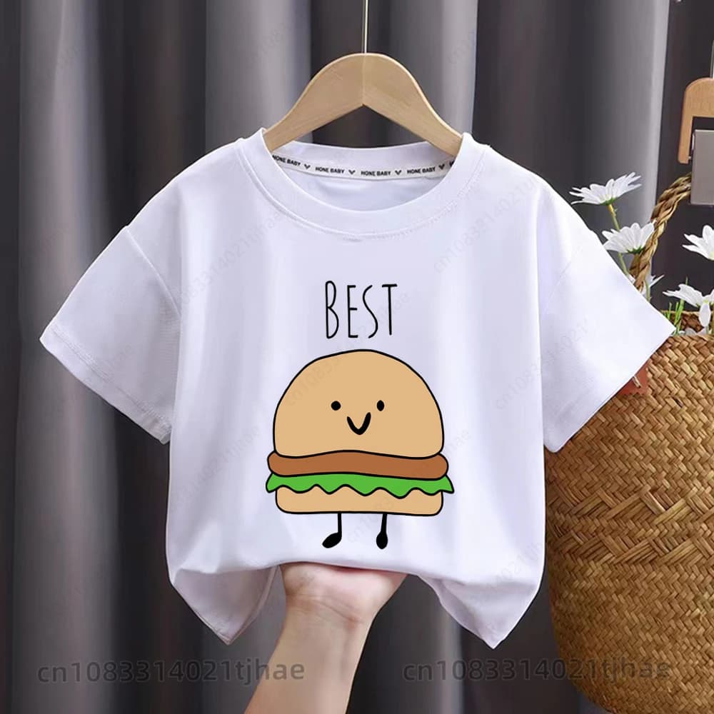 Drôle meilleur ami jumeaux enfants T-shirt pour bébé Sandwich et Hamburger nourriture T-shirt chemis