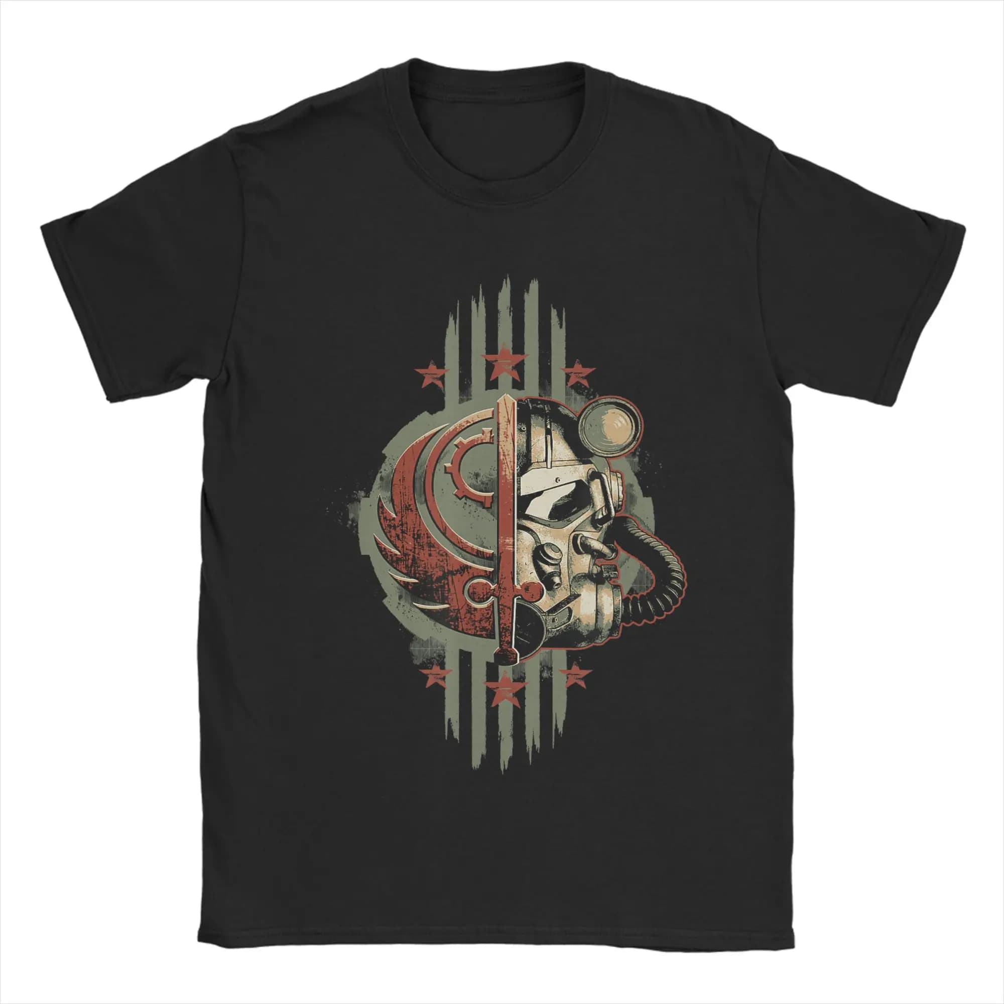 T-shirt en coton pour hommes Brotherhood of Steel Helmet Falloutend Game, style décontracté Y2K, col