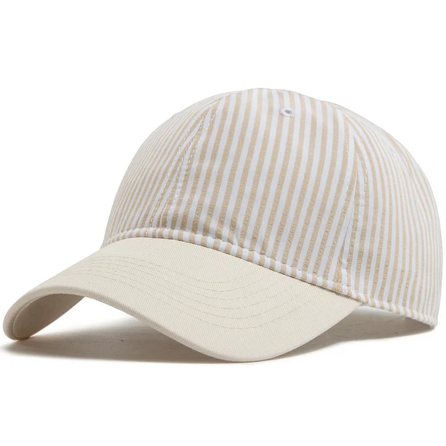 Casquette de baseball rayée unisexe beige vintage, souple et décontractée, style 'Dad Hat' et Snapba