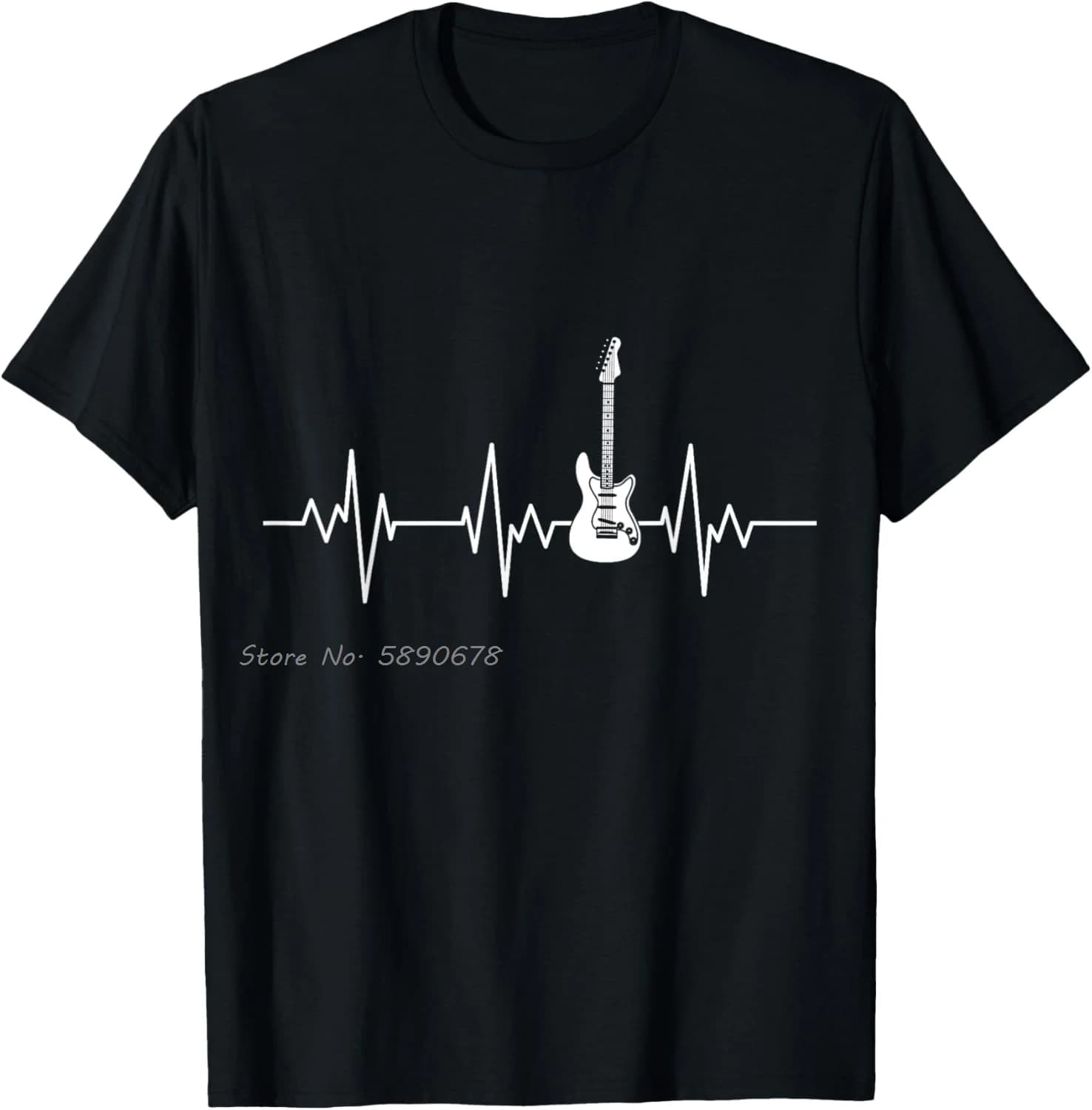 T-shirt en coton guitariste guitare électrique battement de coeur Rock musique cadeau surdimensionné