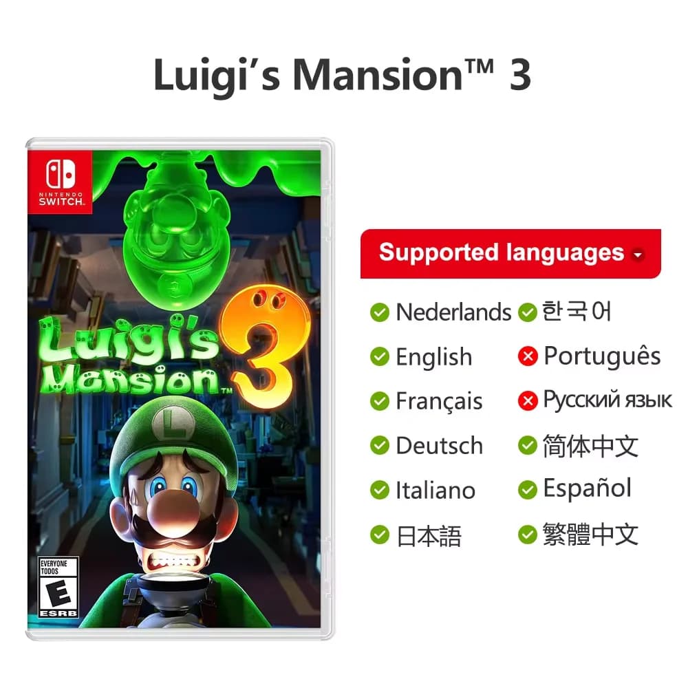 Luigi's Mansion 3 Offres de jeux Nintendo Switch, carte de jeu fongique officielle et originale, Adv