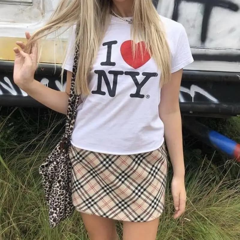 T-shirt imprimé I Love New York pour femmes, NY Manhattan Usa Harajuku, vêtements d'été décontractés