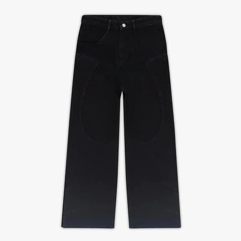 Jeans noirs Harajuku hip hop Fromszn, jeans baggy brut, broderie Y2K, police d'écriture rétro, unise