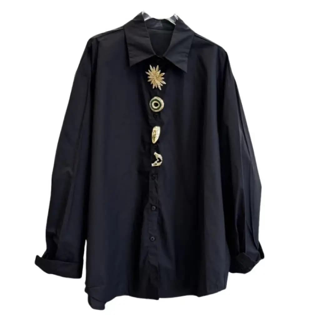 Marque de luxe blanc noir chemises Blouses pour femmes à manches longues hauts amples décontractés f