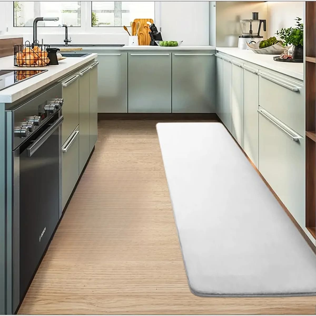 Tapis de sol de cuisine en flanelle épaissie, tapis non ald absorbant l'huile, longues bandes de tap