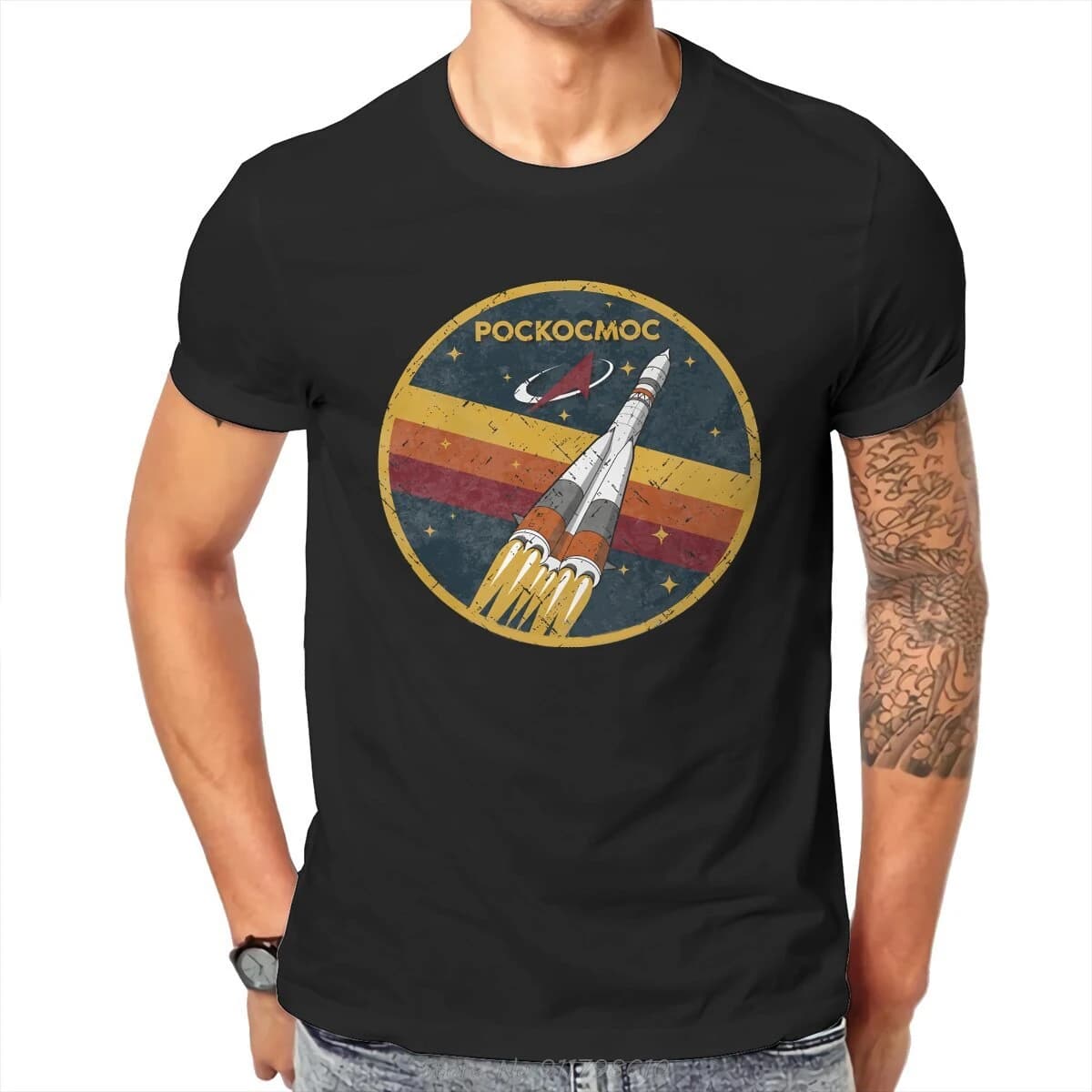 Roscosmos Vintage emblème plus récent T-shirt russe urss CCCP hommes Harajuku pur couverture en coto