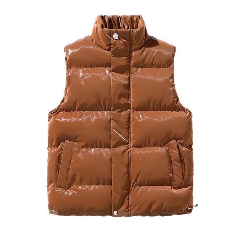 Hiver hommes chaud vers le bas gilets homme brillant col montant coupe-vent rembourré gilets en plei
