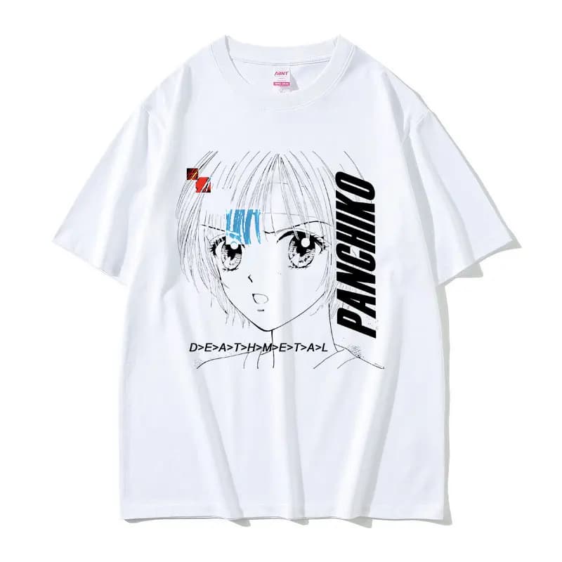 T-shirt graphique d'anime Dethmetal Panchiko pour hommes et femmes, vintage, manga, manches courtes,