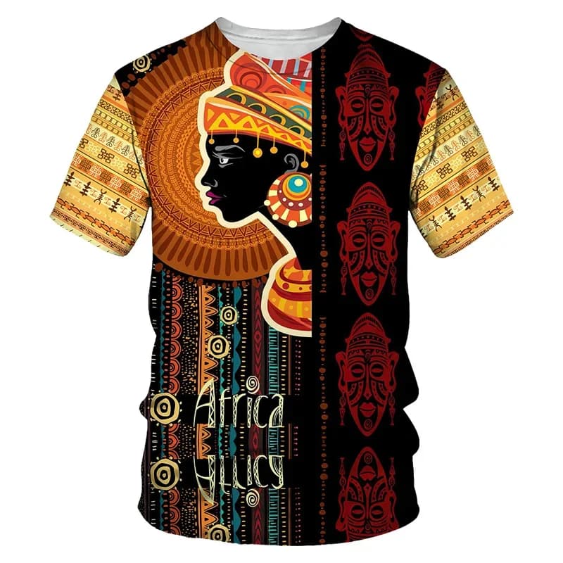 African Dance Pattern T-Shirt For Men Women Retro Trend 3D Printed Tee Summer Casual O-Neck Tops Sho