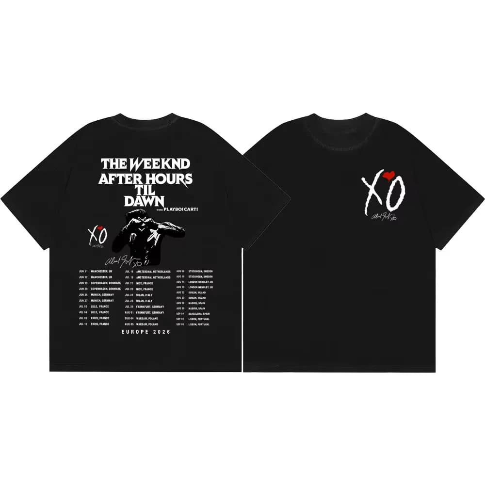 T-shirt graphique The Weeknd After Hours Til Dawn Tour 2026, T-shirt vintage hip-hop à manches court
