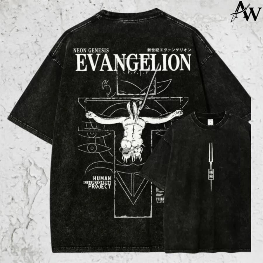 T-shirt vintage délavé, T-shirt Anime, T-shirt oversize en coton épais, T-shirt graphique streetwear
