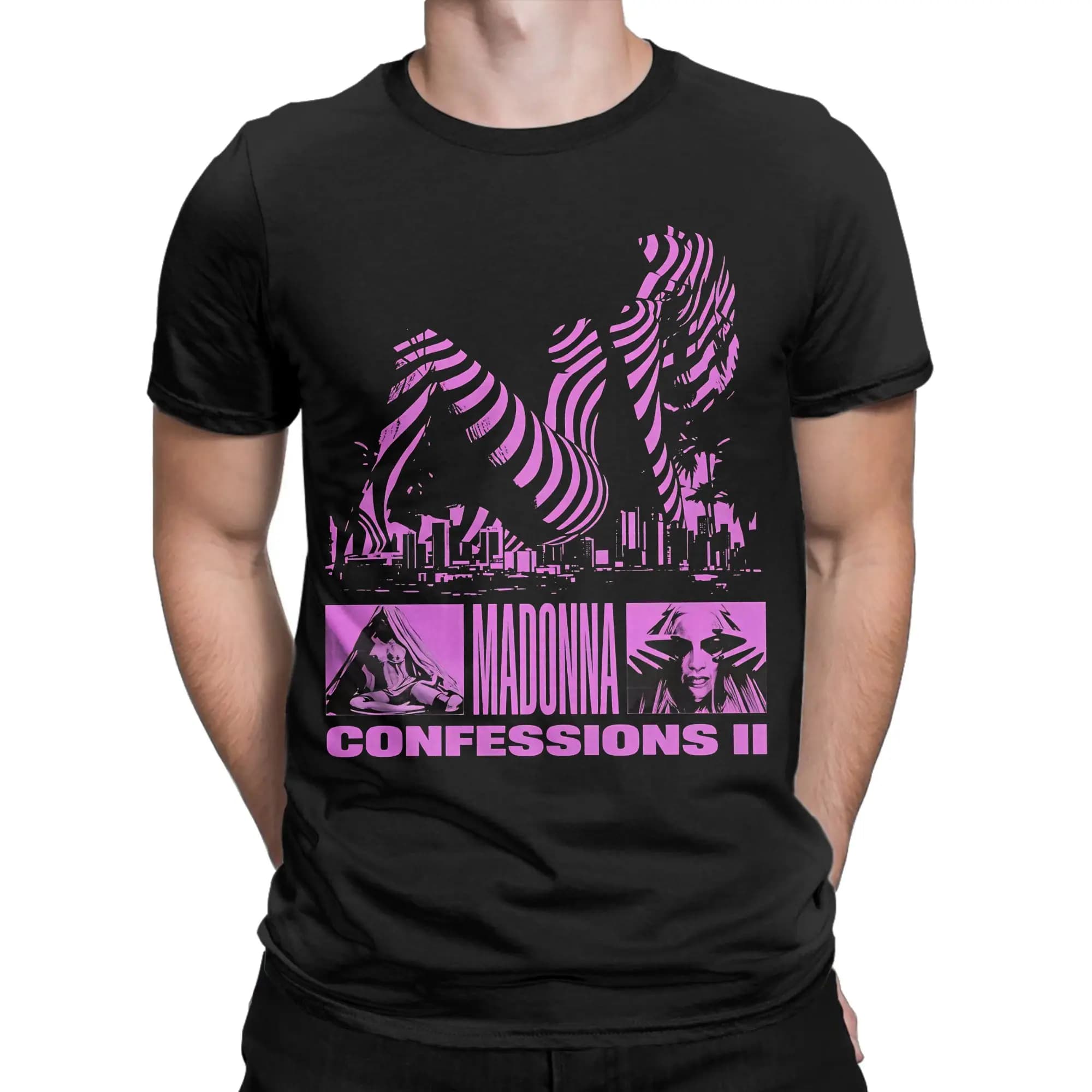 M-Madonna Confessions II Album pour hommes et femmes, t-shirt à manches courtes, col rond, 100% coto