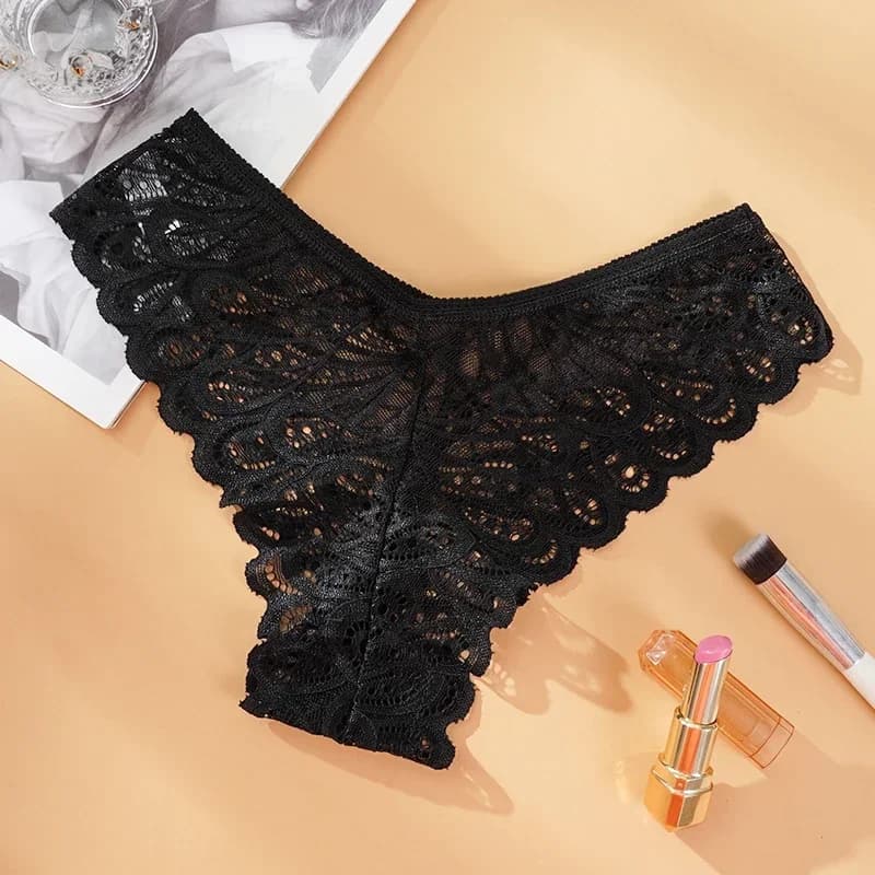 Sous-vêtements en dentelle pour femmes, culotte Sexy, couleur unie, culotte transparente, intimes, t