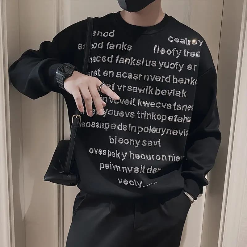 Sweat à capuche avec strass pour hommes, marque tendance, T-Shirt à manches longues, veste décontrac