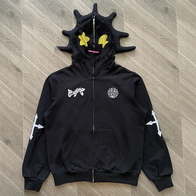 Sweat à capuche zippé gris ou noir Glo Gang