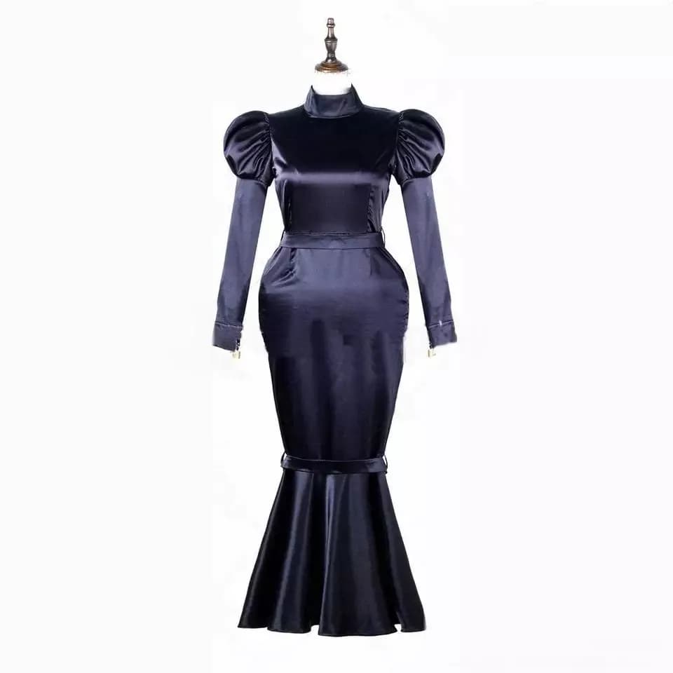 Sissy Girl-Robe Noire en Satin pour Femme de Chambre, Vêtement de Cosplay, Verrouillable, sur Mesure