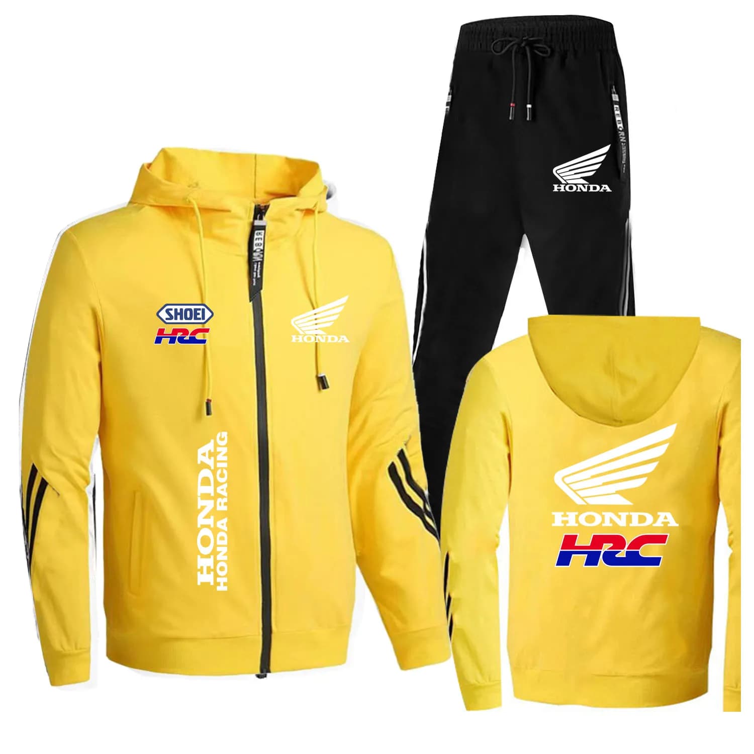 Ensemble de vêtements de sport Hip Hop pour hommes, sweat à capuche avec fermeture éclair imprimée a